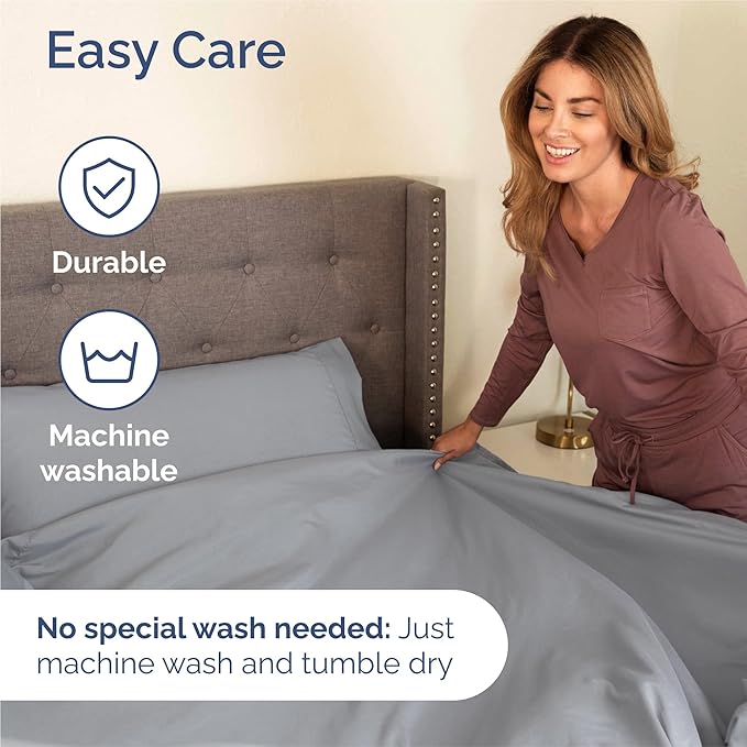 Twin XL 4 Piece Sheet Set - Comfy Breathable & Cooling - Ultra Soft Hotel Luxury Bedding Set w/ 8-16 Inch Deep Pockets - 1 Flat & 1 Fitted Sheet & 2 Pillowcases - Wrinkle Free & Easy Care - Steel Blue