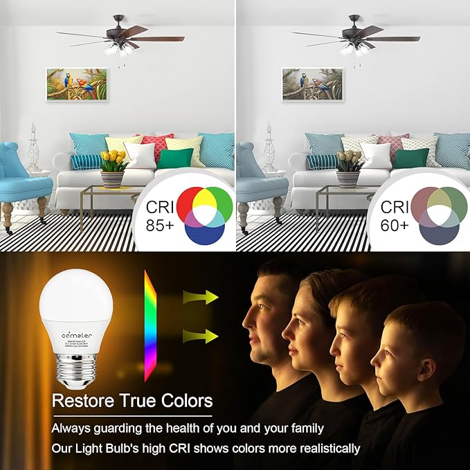 comzler 6W A15 LED Bulb Daylight 60 Watt Equivalent, E26 Medium Screw Base Small Light Bulb Cool White 5000K, Home Lighting Decorative Ceiling Fan Light Bulbs Non-Dimmable(Pack of 6) …