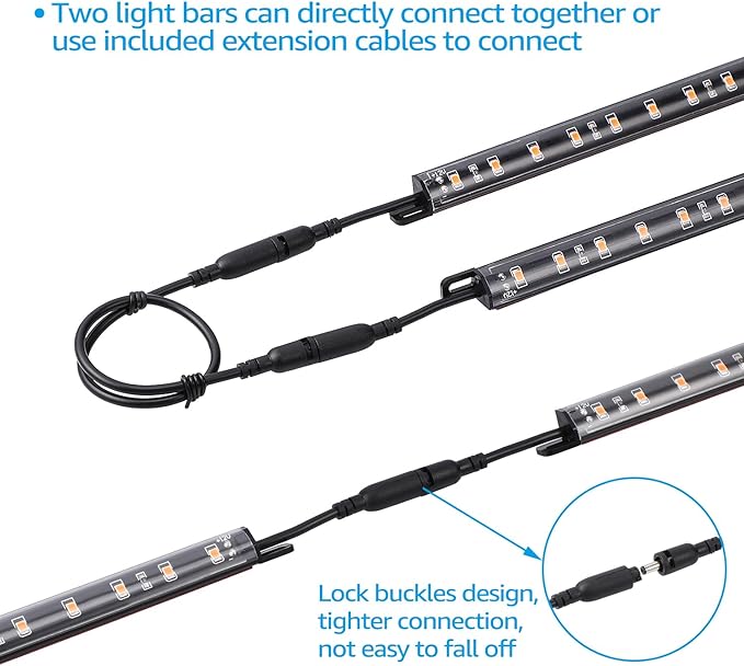 TORCHSTAR LED Safe Lighting Kit, (6) 12 Inch Linkable Light Bars + Motion Sensor + UL Power Adapter, 900LM, Input 100-240V, for Under Cabinet Gun Safe Locker Closet Showcase, 3000K Warm White