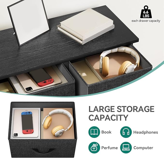 YITAHOME Dresser with 5 Drawers - Fabric Dresser, Organizer Unit for Bedroom, Living Room, Closets - Sturdy Steel Frame, Easy Pull Fabric Bins & Wooden Top