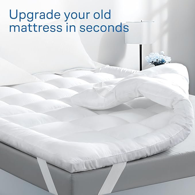 Ultra Soft Full Size Mattress Topper - Cloud-Like Mattress Pad for Back Pain Relief - Breathable Cooling Material for Hot Sleepers