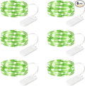 6 Pack LED Fairy Lights 7ft Battery Powered Waterproof Silver Wire 20 Led Mini String Mason Jar Lights for DIY Wedding Party Bedroom Patio Easter Christmas (Green)