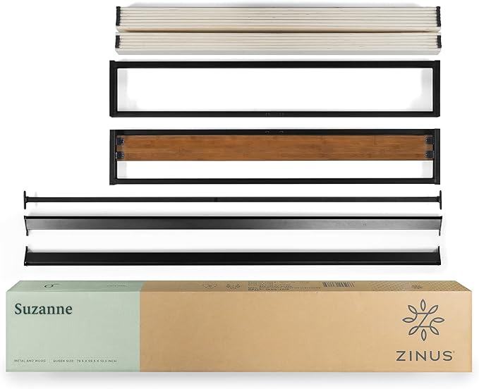 ZINUS GOOD DESIGN Award Winner Suzanne 10 Inch Bamboo and Metal Platforma Bed Frame, No Box Spring Needed, Wood Slat Support, Chestnut Brown, Full