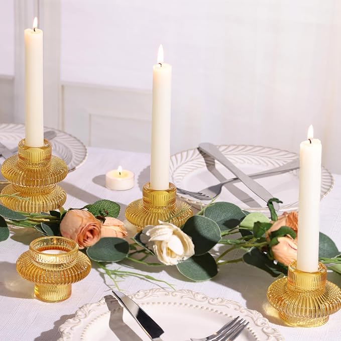 Candlestick Candle Holders 10 Pcs Candle Stick Holder Gold Taper Candle Holder Candle Stand for Wedding Party Thanksgiving Halloween Birthday Mantel Baby Shower Table Centerpieces Decor