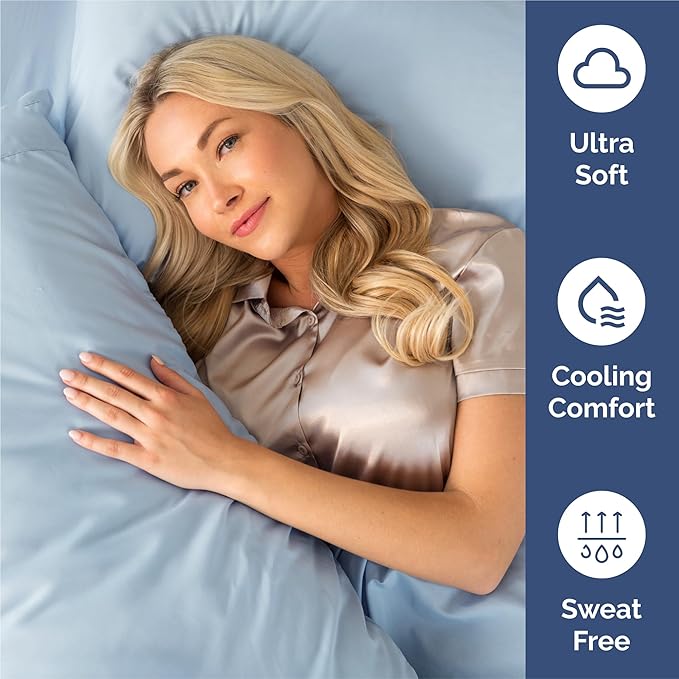Queen 6 Piece Sheet Set - Comfy Breathable & Cooling - Ultra-Soft Hotel Luxury Bedding Set with 8-16 Inch Deep Pockets - 1 Flat & 1 Fitted Sheet & 4 Pillowcases - Wrinkle Free & Easy Care - Sky Blue