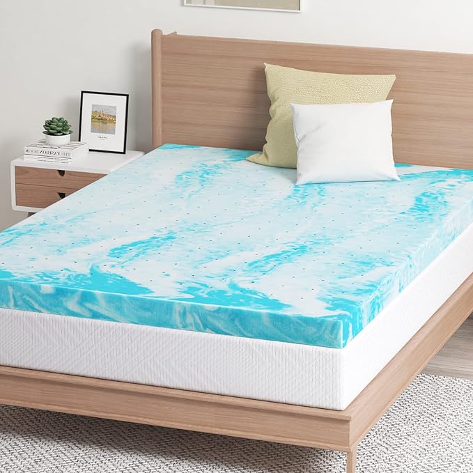EGO Topper 4 Inch King Memory Foam Mattress Topper, Gel Foam Mattress Topper for Pressure Relief, Ventilated Design Bed Topper in a Box, CertiPUR-US Certified, 76"×80", Medium