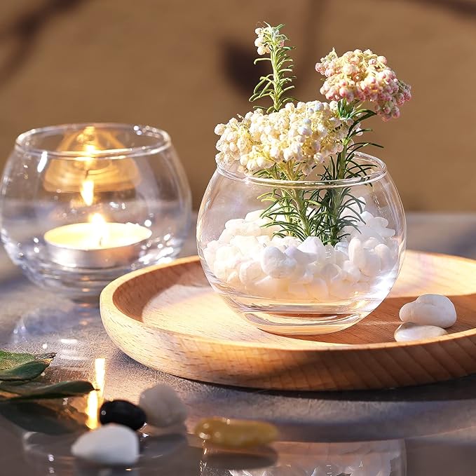Volens 24PCS Clear Votive Candle Holders for Table Centerpieces, 2''×2'' Round Glass Tealight Candle Holders Bulk for Wedding Decor and Home Decorations