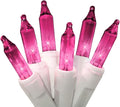 612 Vermont 50 Pink Christmas Lights on a White Wire String, UL Approved, Indoor and Outdoor Use, 9 Foot of Lighted Length, 11 Foot of Total Length