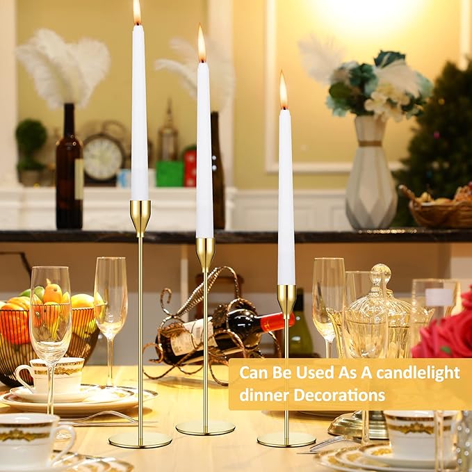 Set of 18 Tall Candlestick Holders Thin Metal Taper Candle Holders for Table Centerpiece Modern Decorative Pillar Candle Sticks Stand for Home Wedding Christmas Decoration(Gold)
