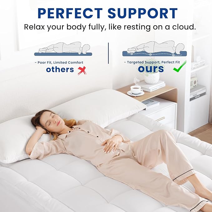 California King Mattress Topper,Extra Thick Pillowtop, Cooling and Plush Mattress Pad Cover for Back Pain,Soft Mattress Protector Cover with 8-21 Inch Deep Pocket(72''x84'')
