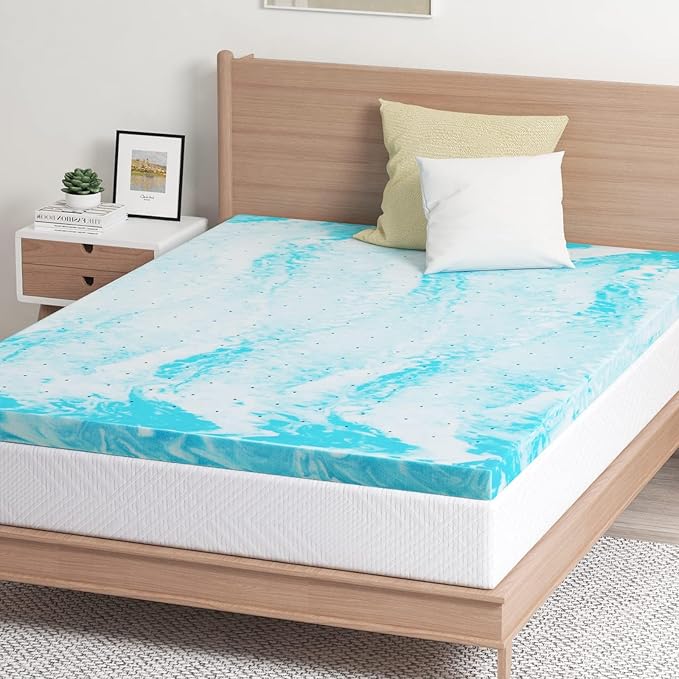 EGO Topper 4 Inch Full Memory Foam Mattress Topper, Gel Foam Mattress Topper for Pressure Relief, Ventilated Design Bed Topper in a Box, CertiPUR-US Certified, 54"×75", Medium