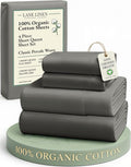 LANE LINEN RV Queen Sheets Set - 100% Organic Cotton Camper Sheet Sets 15" Deep Pocket Fitted (Short Charcoal)