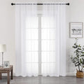 Chyhomenyc White Sheer Curtains 96 inches Long 2 Panels Set, Light Filtering Airy Solid Voile Window Treatment Drapes for Bedroom Living Room, Each 42Wx96L, 8FT Long, Set of 2, White