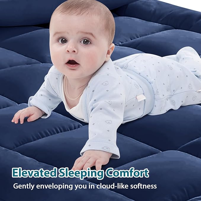 CYMULA Full Size Mattress Topper - Extra Thick Cooling Mattress Pad Cover for Back Pain - Soft Mattress Protector Firm Bed Topper Pillow Top with 8-21 Inch Deep Pocket 3D Snow Down Alternative Fill