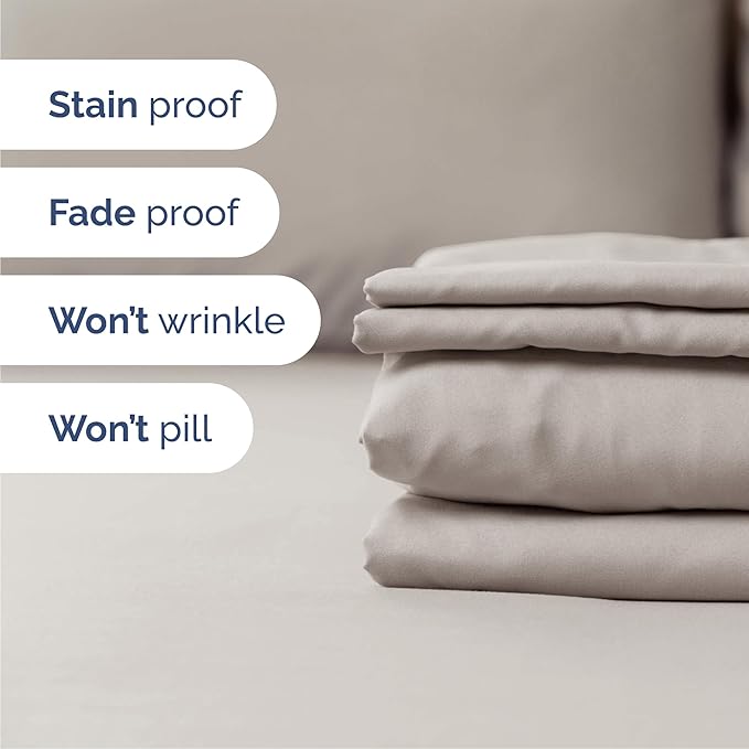 Queen 6 Piece Sheet Set - Comfy Breathable & Cooling - Ultra-Soft Hotel Luxury Bedding Set w/ 8-16 Inch Deep Pockets - 1 Flat & 1 Fitted Sheet & 4 Pillowcases - Wrinkle Free & Easy Care - Light Grey