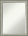 Amanti Art Silver Bathroom Mirror for Over Sink, 27x21 Elegant Brushed Pewter Narrow Rectangle Vanity Mirror, Medium Casual Frame, Hangs Horizonally and Vertically, Bathroom Wall Decor, Beveled Edge