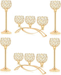 Crystal Tealight Candle Holder Centerpiece Home Decorative Candlestick Holder Elegant Table Centerpiece Home Decor Wedding Party Anniversary (Gold, Set of 6)
