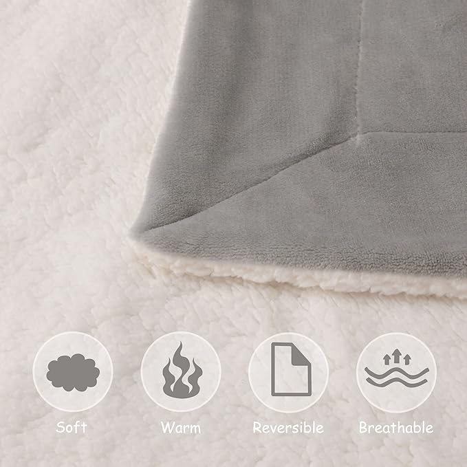 NANPIPER Baby Sherpa Blanket,Warm Toddler Throw Blanket,Soft Newborn Fleece Blanket for Winter (Light Grey,30x40 inches)