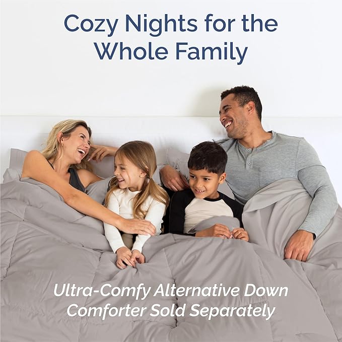 Split King 7 Piece Sheet Set - Comfy Breathable & Cooling - Soft Hotel Luxury Bedding Set with 8-16 Inch Deep Pockets - 1 Flat & 2 Fitted Sheet & 4 Pillowcases - Wrinkle Free & Easy Care - Light Grey