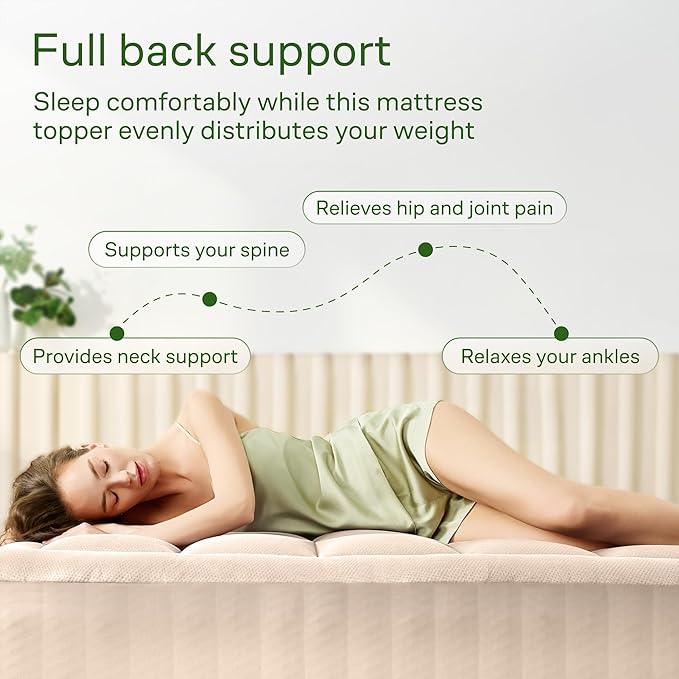 Ultra Soft Twin Size Mattress Topper - Viscose Made from Bamboo Pillow Top Mattress Pad for Back Pain Relief - Naturally Cooling for Hot Sleepers, Beige