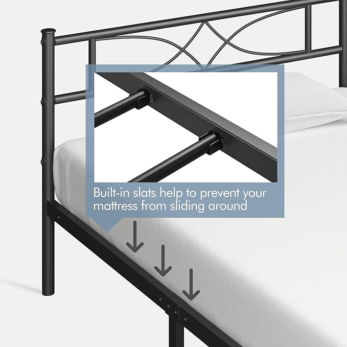 Yaheetech Twin Size Bed Frame Metal Platform Bed with Curved Design Headboard Footboard/No Box Spring Needed/Mattress Foundation/Heavy-Duty Support/Easy Assembly/Black