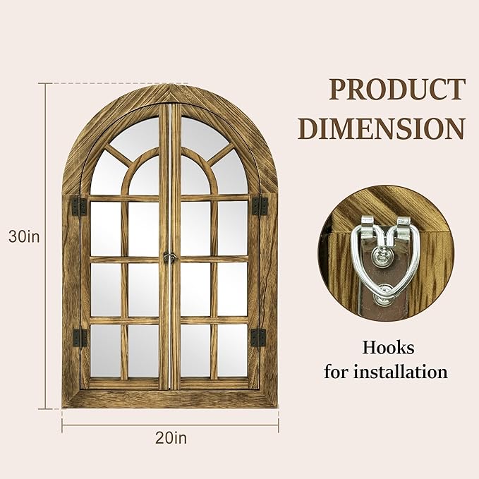 Bed Bath & Beyond Farmhouse Windowpane Arched Wall Mirror 20x30 - White