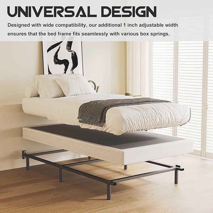 7 Inch Twin Bed Frame, Compatible with Most Brand Box Spring Or Mattress, 6-Leg Support Bed Base, Noise-Free, Easy Assembly, Black