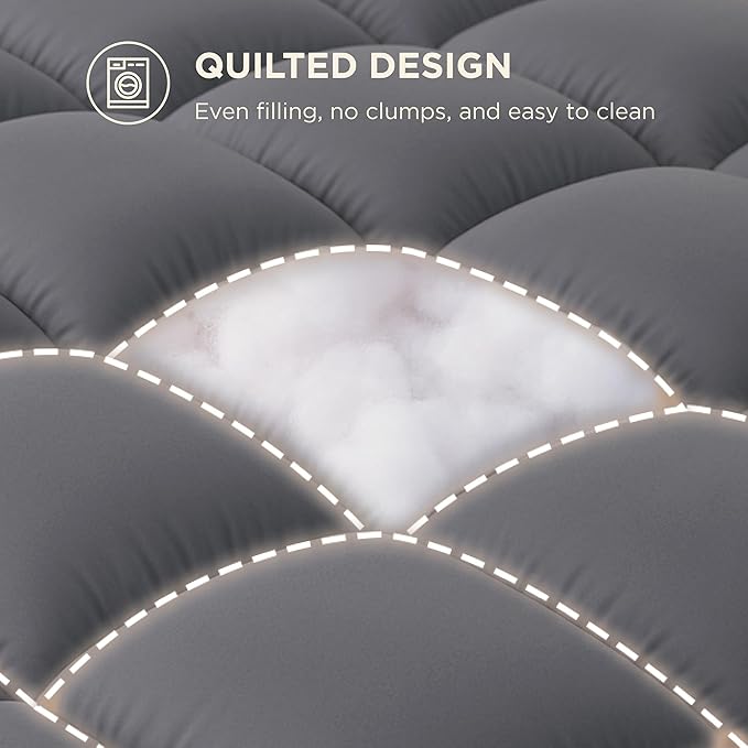 Bedsure Cal King Mattress Topper - Pillow Top Mattress Pad Cover with Deep Pocket Fits up to 21 Inches, Plush Soft Bed Topper for Back Pain Relief, Overfilled with Down Alternative Filling, Grey