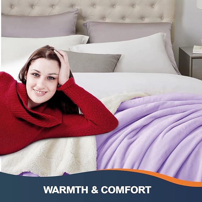 Walensee Sherpa Fleece Blanket (King Size 108”x90” Lavender) Plush Throw Fuzzy Super Soft Reversible Microfiber Flannel Blankets for Couch, Bed, Sofa Ultra Luxurious Warm and Cozy for All Seasons