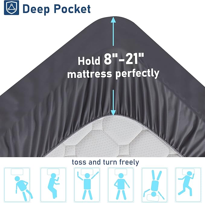 Full Mattress Topper Extra Thick Pillowtop Cooling Mattress Topper Plush Mattress Pad Cover Protector with 8-21 Inch Deep Pocket 3D Snow Down Alternative Fill Grey