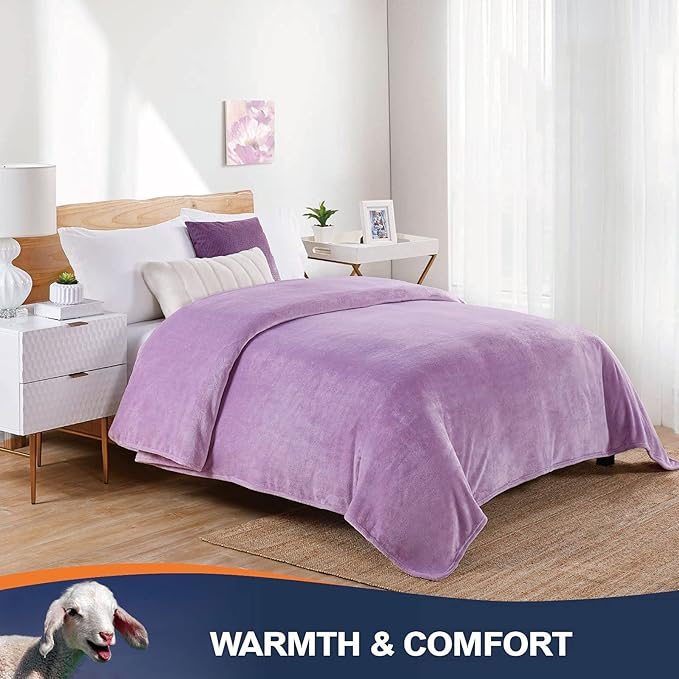 Walensee Fleece Blanket Plush Throw Fuzzy Lightweight (XL-Twin Size 66x90 Lilac) Super Soft Microfiber Flannel Blankets for Couch, Bed, Sofa Ultra Luxurious Warm and Cozy for All Seasons