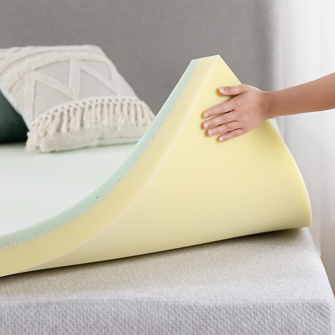 ZINUS 3 Inch Green Tea Memory Foam Mattress Topper, Pressure-Relieving Layers, CertiPUR-US Certified, Twin