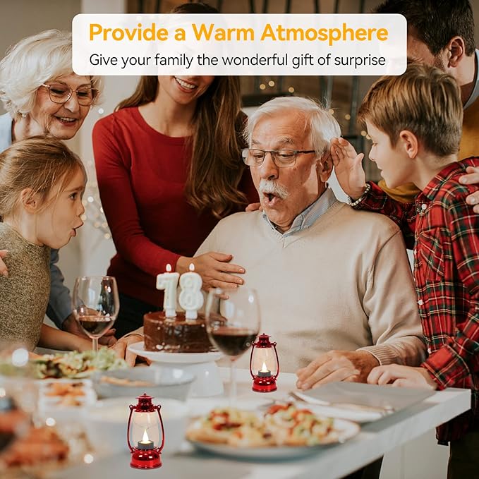 (6 Pcs-5.1in) Mini Red Lanterns for Christmas Decor, Lightweight Portable Small LED Lanterns Decorative Indoor & Outdoor Hanging Ornaments for Weddings Party Halloween Classroom Decorations