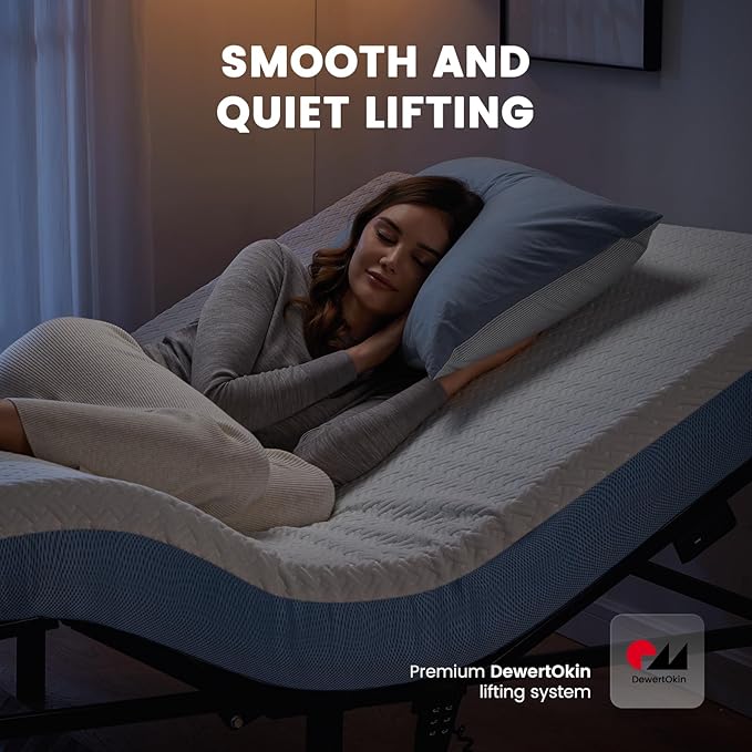 Marsail Queen Adjustable Bed Base Frame with 4 Height Options, Independent Head and Foot Incline, 4 USB Ports and 5 Min Assembly for Lounging, Reading, Reduce Snoring and Acid Reflux