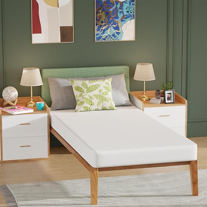 BestMassage | 6 Inch Twin XL Mattress | Gel Memory Foam | Medium Firm Feel | White | Bed in a Box, CertiPUR-US Certified | Pressure Relief, Cooling Ventilated Foam | Breathable Knit Cover