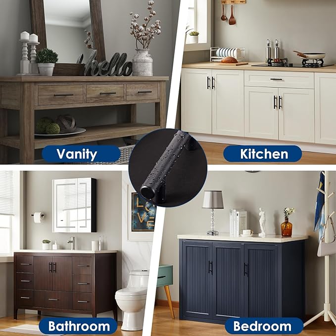 HBL' 24 Pack | 3 Inch Center to Center Matte Black Cabinet Pulls Kitchen Cabinet Handles,Made of Stainless Steel,Ideal for Cabinet,Drawer,Cupboard and Wardrobe.