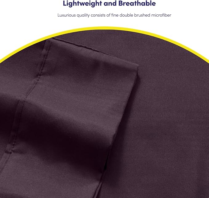 Full Size Bed Sheets - 6 Piece 1500 Supreme Collection Fine Brushed Microfiber Deep Pocket Full Sheet Set Bedding - 2 Extra Pillow Cases, Great Value, Full, Purple