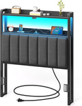 Rolanstar Headboard for Twin Size Bed with Storage, 60,000 DIY Color of LED Light, Head Board with USB & Type C Port, Height Adjustable, Black Upholstered Cabeceras de Cama Comfortable Modern, Linen