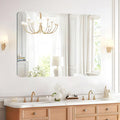Frameless Bathroom Mirror for Over Sink,Wall Mounted Vanity Mirrors 12x20in,Rounded Rectangle Mirror Frameless with Polished Edge for Bedroom,Living Room,Entryway,Shatterproof (Horizontal/Vertical)