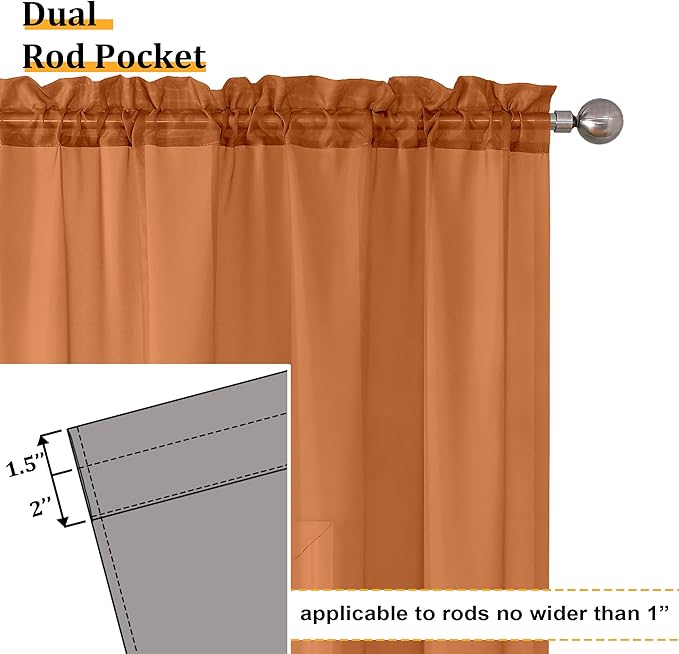 Aiyufeng Orange Sheer Curtains 90 Inches Long 2 Panels Set, Light Filtering Soft Airy Voile Rod Pocket Orange Sheer Window Drapes for Bedroom Living Room, Each 42Wx90L Inches