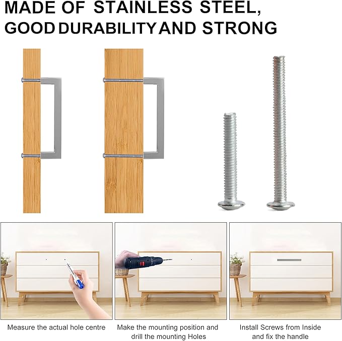Cabinet Pulls Brushed Nickel Cabinet Handles Square Drawer Pulls, 20 Pack 10 Inch Stainless Steel Kitchen Door Cupboard Cabinet Handles, Cabinet Hardware Drawer Handles, 256mm Hole Centers