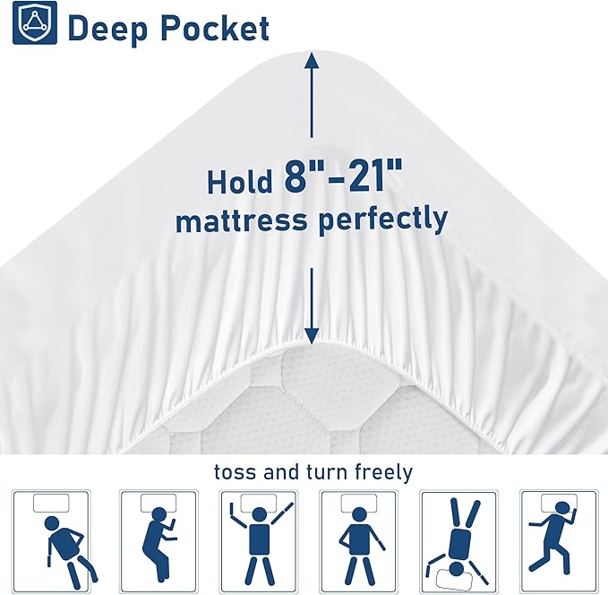Twin XL Mattress Topper Extra Thick Pillowtop Cooling Plush Mattress Pad Cover Protector with 8-21 Inch Deep Pocket 3D Snow Down Alternative Fill White