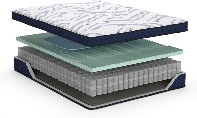 Signature Design by Ashley Queen Size Stack 12 Inch Hybrid Medium Plush Cooling Gel Infused Memory Foam Mattress for Pressure Relief, Fiberglass Free, Mattress in A Box