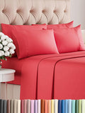 Full 6 Piece Sheet Set - Comfy Breathable & Cooling - Ultra Soft Hotel Luxury Bedding Set with 8-16 Inch Deep Pockets - 1 Flat & 1 Fitted Sheet & 4 Pillowcases - Cozy, Wrinkle Free & Easy Care - Red