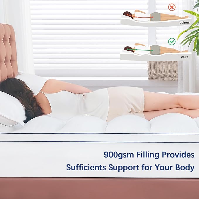 CYMULA California King Mattress Topper, Cooling Mattress Pad Cover, Extra Thick Pillow Top Mattress Topper with 8-21 Inch Elasticated Deep Pockets, Plush Down Alternative Fill Mattress Protector