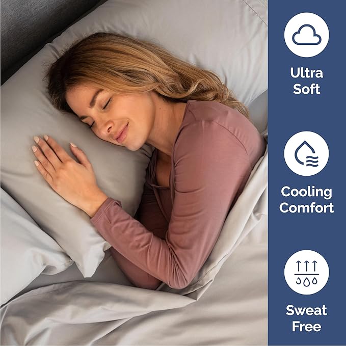 Queen 6 Piece Sheet Set - Comfy Breathable & Cooling - Ultra-Soft Hotel Luxury Bedding Set w/ 8-16 Inch Deep Pockets - 1 Flat & 1 Fitted Sheet & 4 Pillowcases - Wrinkle Free & Easy Care - Light Grey