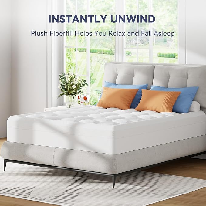 ELEMUSE Queen Size Dual Layer 3 Inch Memory Foam Mattress Topper for Pressure Relief, Breathable Pillow Top Mattress Pad with Deep Pocket, Enhanced Support, Non-Slip Design & Removable & Washable