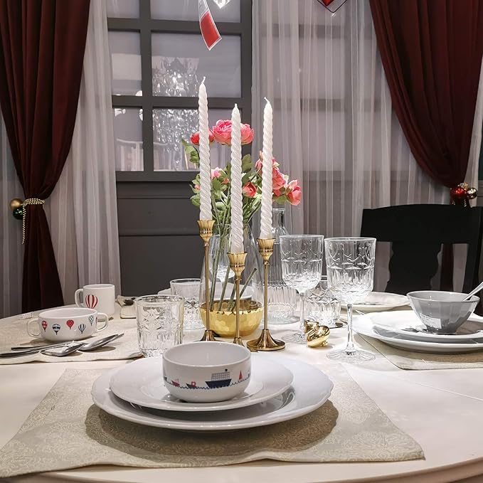 Gold Candlestick Holders Taper Candle Holder - Set of 3 Pcs Brass Gold Candle Stick Holder Centerpieces Decorations for Table, Mantel, Wedding, Dinning, Party(Candles not Include)