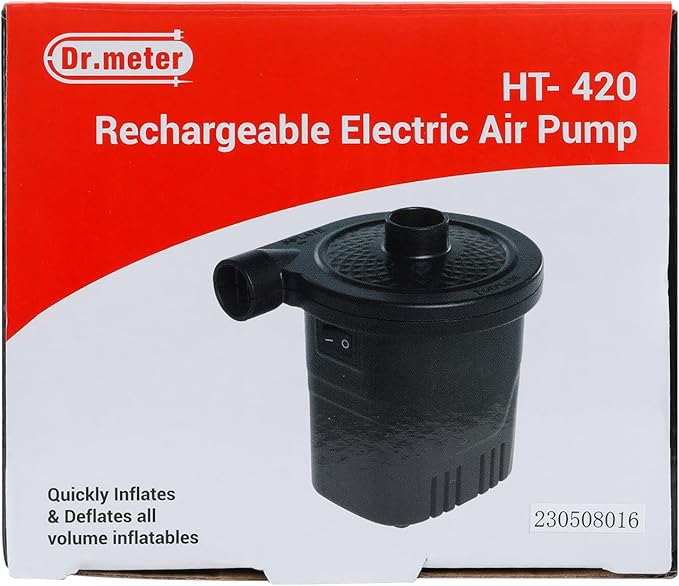 Dr.meter Air Pump for Inflatables, Rechargeable 4000mAh Battery Air Mattress Pump - Portable Quick-Fill Inflator Deflator for Outdoor Camping Inflatable Pool Float Boat Raft Yoga Ball Swim Ring Airbed