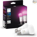 Philips Hue Smart 60W A19 LED Bulb - White and Color Ambiance Color-Changing Light - 2 Pack - 800LM - E26 - Indoor - Control with Hue App - Works with Alexa, Google Assistant and Apple Homekit